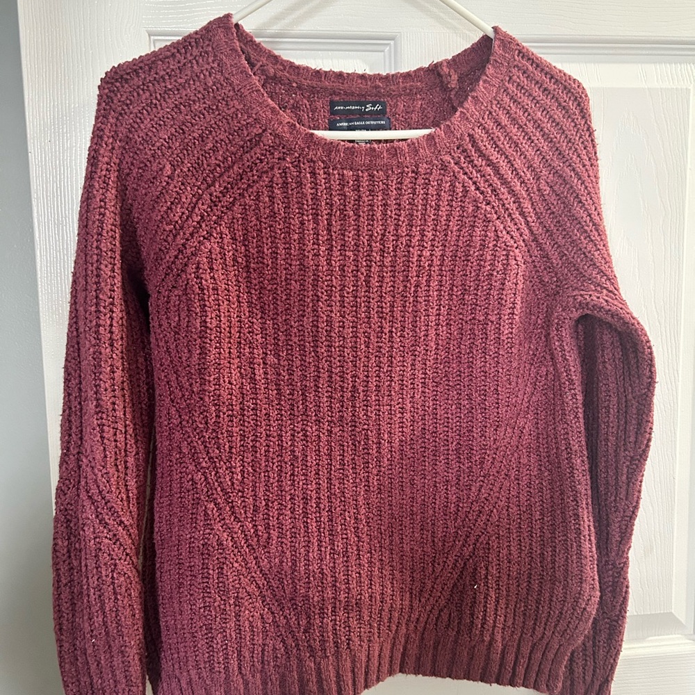 American Eagle Outfitters Textured Knit Sweater - Berry